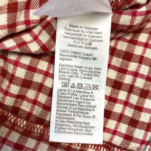 J. Crew Women's Red Plaid Ruffle Long Sleeve Blouse Top Square Neck Size L - Picture 10 of 12